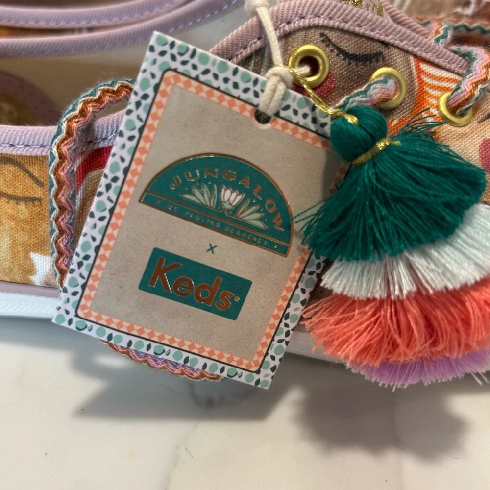 Justina Blakeney Keds X Jungalow Champions Pink Chorus Sneakers women  6.5  NWT - Picture 4 of 8